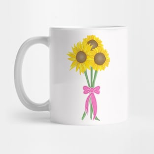 Sunflower Bouquet with Pink Bow and Ribbon Mug